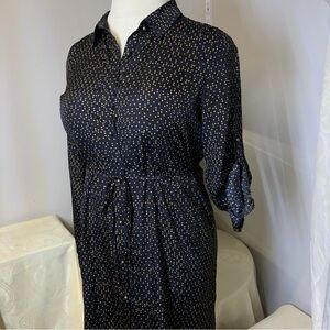 Maison Jules Black and Gold Long Sleeve button down Dress